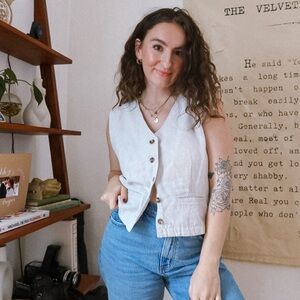 Vintage Hunt Club Linen/Cotton Vest | size 14